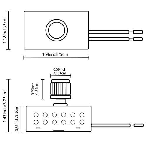 Zing Ear ZE-03A Dimmer Switch 120VAC 240VAC 300W MAX Repair Tools Replacement Full Range Inline Table Lamps Floor Lights Dimmable LED Plastic Outer Shell Brass Easy to Install - size: Plastic shell