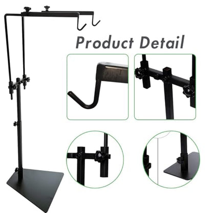 Adjustable Reptile Dual Lamp Stand Floor Light Holder, Hook Hanging Heat Lamp for Reptile Amphibian Terrariums Tortoise and Other Cold Blooded Animal Enclosures Glass Terrarium Heating Light