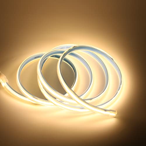 LED Strip Lights Waterproof, 10m 110v Flexible LED Light Strips Bright 3000K COB Under Cabinet Lighting 10 Meter Plug-in LED Strip for Kitchen Cabinets Lighting(Warm White, 32.8ft) - color: Warm White 3000K, size: 32.8ft