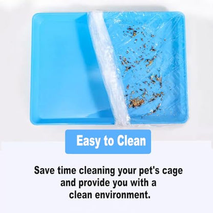 100Pcs Disposable Rabbit Cage Liner, 26'' X 18'' Plastic Guinea Pig Cage Liners Bag Elastic Small Animal Toilet Film, Clear Crate Tray Covers for Bunnies Ferret Hamster - size: 100PCS