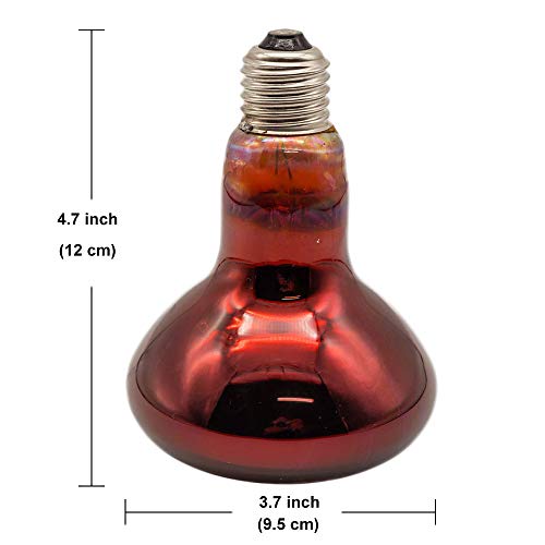 Infrared Heat Lamp 100 watt Red Hard Glass Waterproof Explosion-Proof Light Bulb for Chicken Pig Farm Pets Physiotherapy Bathroom in Winter(100w,120V)