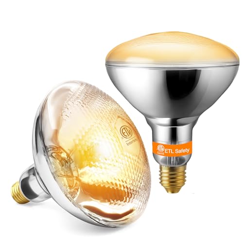 PYY Heat Lamp Bulbs - 2-Pack ETL-Listed Frosted R40 Infrared Bulbs, E26 Base, 110V 250W Replacement Bulbs, 2000 Hour Rated, for Commercial Food Heat Lamps, Buffet Stations and Restaurant Holding Areas