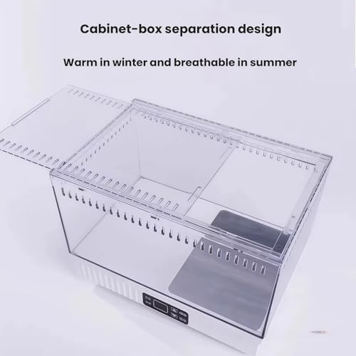 Smart Reptile Terrarium 11.8"x7.8"x10" with Thermostat | Leopard Gecko Tank, Heat/Cold Gradient, High Transparency Acrylic, Fast Heating Aluminum, Stackable for Snake/Lizard - color: Black constant temperature feeding box
