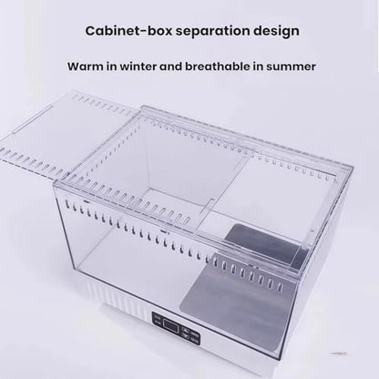 Smart Reptile Terrarium 11.8"x7.8"x10" with Thermostat | Leopard Gecko Tank, Heat/Cold Gradient, High Transparency Acrylic, Fast Heating Aluminum, Stackable for Snake/Lizard - color: Black constant temperature feeding box