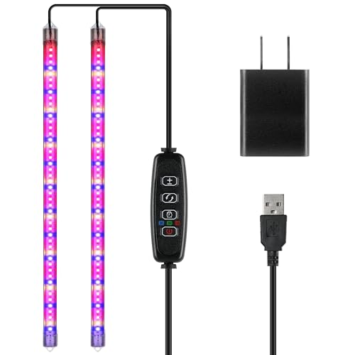 iPower 20W LED Plant Grow Light Strips Full Spectrum for Indoor Plants with Auto ON/Off 3/9/12H Timer, 10 Dimmable Levels 48 LEDs Per Tude, for Hydroponics Succulent, 2 Tubes, Mix - color: Mix, size: 2 Tubes, style: Grow Light Strips