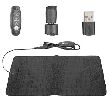 Reptile Heating Pad, 3 Level Temperature Adjustment Cold Silicone Wire Reptile Heat Mat, Terrarium Heating Pad with USB Powered PU Leather Surface for Tortoises Snakes (Large Size) - size: Large Size