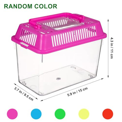 BESPORTBLE Small Fish Tank 4pcs Portable Reptile Habitat Plastic Turtle Tank with Lid Handle Clear Reptile Terrarium Hamster Box for Fish Snakes Aquarium