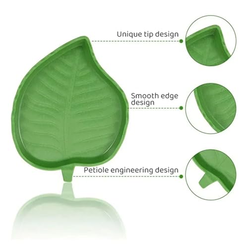 Leaf Shape Reptile Feeder Food Water Bowl for Turtle Lizards Hamsters Snakes Tortoise Gecko Small Pets Feeder Pet Supplies(Large) - size: Large