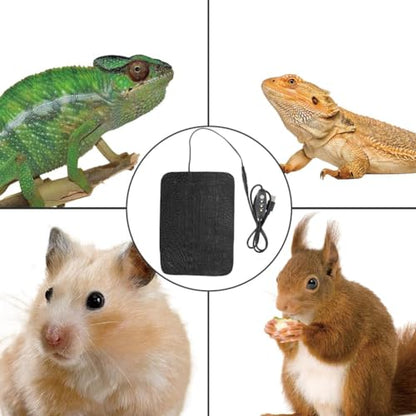 Tiiyee Reptile Heat Pad, Under Tank Terrarium Heating Mat Hermit Crab Heater Non Adhesive with Temperature Adjustment for Small Animals Turtle Tortoise Snakes Lizard Frog Gecko Amphibians Plant Warmer