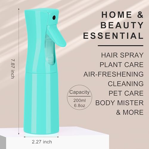 (Blue Hair Mister Spray Bottle ，Spray Water Bottle Fine Mist Refillable Plants（6.8OZ /200ML） Barber，Showering Pets, Plants, travel, Ironing and Cleaning ﻿ ﻿ ﻿(Continuous Spray) - color: Blue