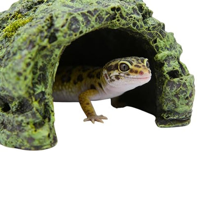 Reptile Hideout, Terrarium Decor Resin Reptile Rock Cave Turtle Basking Platform Aquarium Habitat Decoration Tank Accessories for Lizards Gecko Fish Turtles Snakes Frogs