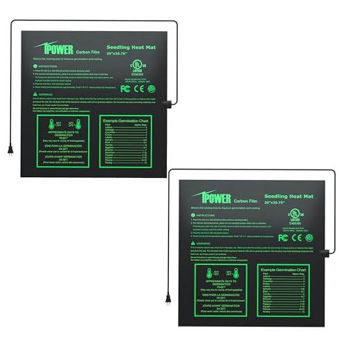 iPower 20" x 20.75" Seedling Heat Mat 2-Pack Upgraded Carbon Film Durable Waterproof Indoor Warm Hydroponic Plant Germination Starting Pad, Black - size: 20" x 20.75"(x2), style: Heat Mat