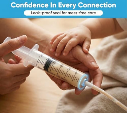 60ml Catheter Tip Syringe with Covers 50 Pack by Tilcare - Sterile Plastic Medicine Food Droppers for Children, Pets or Adults – Latex-Free Oral Medication Dispenser - Large Feeding Tube Syringes