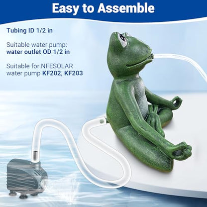 NFESOLAR Zen Meditation Frog Spitter Fountain for Water Feature | Frog Fountain with Clear Tubing, Never Rust or Crack for Ponds, Water Gardens N9711 - size: Zen Meditation Frog