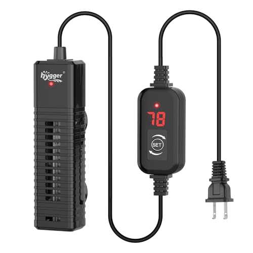 hygger Nano Aquarium Submersible Heater for 15-20 Gallon Fish Tank Betta Heater with Digital Display, Adjustable Temperature Controller 100Watt
