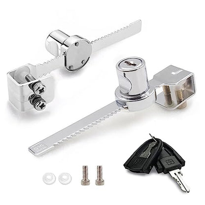 XIEHE 318 Sliding Glass Door Lock, Closet Locks for Sliding Doors with 2 Keys, Ratchet Lock with Chrome Finish, No Drill Cabinet Door Lock (5 Pack, Keyed Different) - size: 1pack, Keyed Different (Pack of 5)