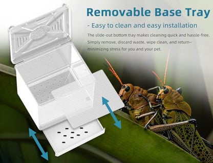Cricket Keeper – Stackable Insect Habitat for Crickets, Dubia Roaches, Mealworms, Transparent Ventilated Cage, Easy Clean Critter Keeper for Reptiles, Lizards, Snakes, Live Feeder Insect Container