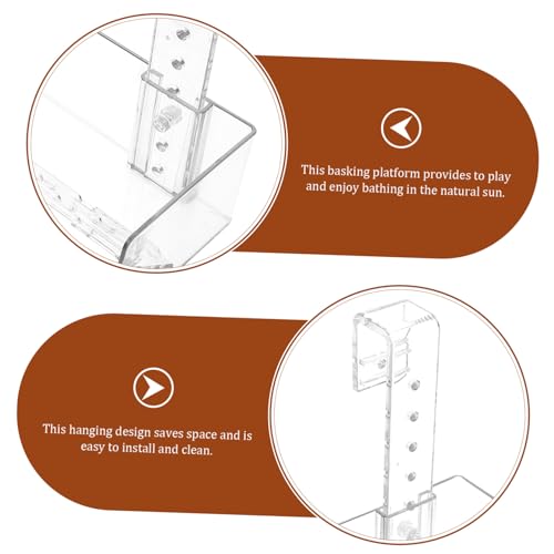 TOYANDONA Turtle Basking Platform Acrylic Wall Mounted Climbing Shelf for Turtles Reptiles Aquatic Pets Easy Installation Space Saving Aquarium Decor