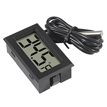 4pcs Digital LCD Thermometer, Fahrenheit Temperature Digital LCD Fridge Thermometer 1M Cable with Probe for Fridge Freezer Refrigerator Aquarium (Black, Fahrenheit)