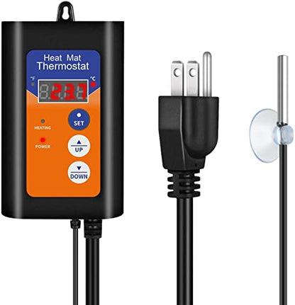 iPower Digital Heat Mat Thermostat Controller for Seed Germination, Reptiles and Brewing Breeding Incubation Greenhouse, 40-108°F, 8.3A 1000W - size: 1000W-Orange, style: 1 Pack