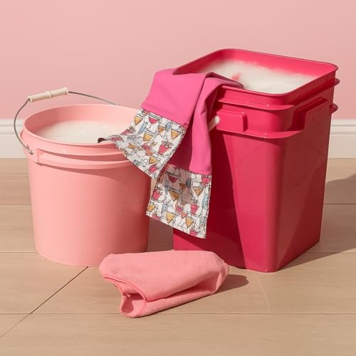 House Naturals 4 Gallon Square Food Grade Bucket Pail with Plastic Handles and Lid (Pack of 3) Made in USA containers (Pink/Magenta/Purple - Black lids) - color: Pink/Magenta/Purple - Black Lids