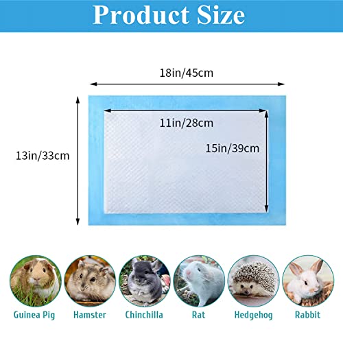 Rabbit Pee Pads Disposable Cage Liners Absorbent Leak-Proof Diaper Mat Small Animal Toilet Potty Training for Squirrel Guinea Pig Ferret Hedgehog Hamster Chinchilla Puppy (20PC, Blue) - size: 13''x18''- 20 Counts