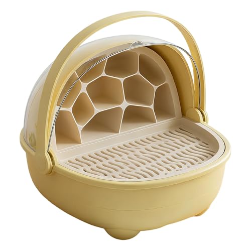 Silkworm Breeding Box Transparent Small Animal Feeding Container Removable Habitat Cage Portable Reptile Carrier with PP Material for Turtle Frog Snak, Yellow - color: Yellow