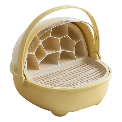 Silkworm Breeding Box Transparent Small Animal Feeding Container Removable Habitat Cage Portable Reptile Carrier with PP Material for Turtle Frog Snak, Yellow - color: Yellow