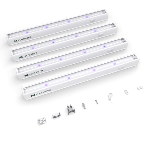 Maygrove T5 Grow Lights for Indoor Plants 1FT, Blue-Rich Full Spectrum 5000K Grow Light, 28W(4 x 7W), Grow Light Strips for Seed Starting, Greenhouse, High PPFD, Linkable, White, 4-Pack - color: Purple, size: 1ft-white Cover