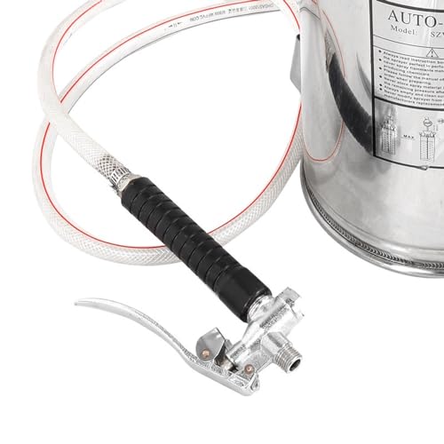 1 Gallon Hand Pump Sprayer, 304 Stainless Steel Garden Chemical Sprayer with Pressure Gauge, Adjustable Nozzle, 13" Sprayer Wand, 3.3ft Hose & Safety Valve