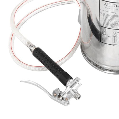 1 Gallon Hand Pump Sprayer, 304 Stainless Steel Garden Chemical Sprayer with Pressure Gauge, Adjustable Nozzle, 13" Sprayer Wand, 3.3ft Hose & Safety Valve