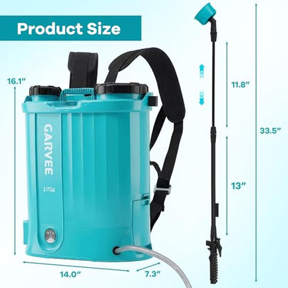 3.17 Gallon Battery Powered Backpack Sprayer, 0-65 PSI Adjustable Pressure, Electric Sprayer with 5 Nozzles and 1 Wands, 18V 2Ah Battery, Wide Mouth Lid for Weeding, Spraying - size: 3.17.