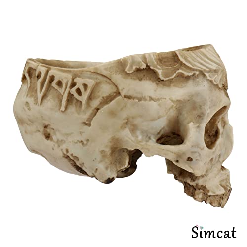 Simcat Skull Planter, Resin Succulents Pot Carved Skull Flower Pot Gothic Planter Halloween Candy Bowl Antique and Distressed Design Skeleton Decor for Home Office
