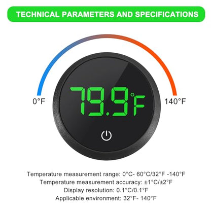 2pack LED Digital Aquarium Thermometer, Tank Thermometer Aquarium Temperature Measurement Display Thermometer for Fish,Turtle and Aquatic - color: Black