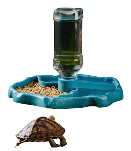 Turtle Drinker Reptile Water Bowl 2 in 1 Automatic Reptile Feeder Water Dispenser Tortoise Water Dish Automatic Water Reservoir Feeder for Reptile Turtle Food Dish