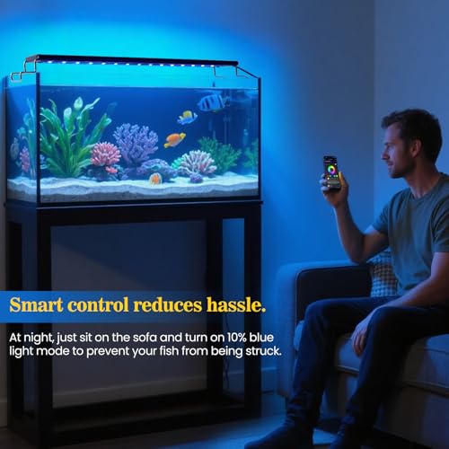 Full Spectrum Aquarium Light: Fish Tank Light with APP & Remote Timer Control for Aquatic Pet Plants Lover - Extendable Fish Tank Lights for 11-17 Inch Freshwater Saltwater Aquarium - size: 12-18inch