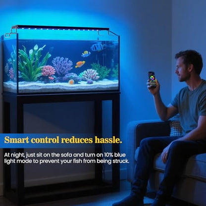 Full Spectrum Aquarium Light: Fish Tank Light with APP & Remote Timer Control for Aquatic Pet Plants Lover - Extendable Fish Tank Lights for 11-17 Inch Freshwater Saltwater Aquarium - size: 12-18inch