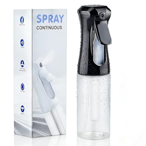 Continuous Spray Bottle, 6.8 OZ Hair Spray Bottles, Ultra-Fine Mister Spray Bottle for Hairstyling, Cleaning, Plants, Pets, Salons, and More (1 Pack) - color: Black