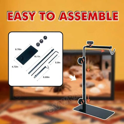 16.6-31 inch Reptile Lamp Stand, Adjustable Domes Heat Lamp Metal Bracket Floor Light Holder for Reptile Terrarium Lighting Heating Light and Dome lampshade.