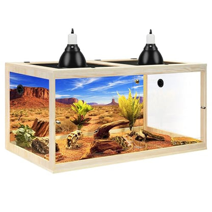 PROLEE 120 Gallon Bearded Dragon Tank, 4x2x2 Reptile Enclosure with Tempered Glass Sliding Doors, Lockable Front Opening and Metal Mesh Top, Large Terrarium for Lizards and Snakes, Oak - color: Oak