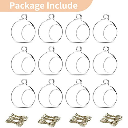 12 Pcs 3.15"/ 8cm Hanging Glass Tealight Holder Globe Plant Terrariums Glass Orbs Air Plants Tea Light Candle Holders Home Decor Indoor Outdoor Garden DIY Gifts (9 Pcs + 3 Pcs) - size: 3.15 inches