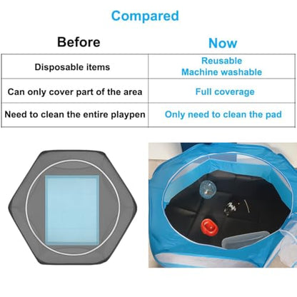 Amakunft 2 in 1 Small Animals Playpen with Pad Mat Rabbit Pop Up playpen Tent Portable Chick Brooder Box Indoor for Guinea Pig/Ferret/Chinchilla/Bearded Dragon/Kitten - color: Black with Pee Pad
