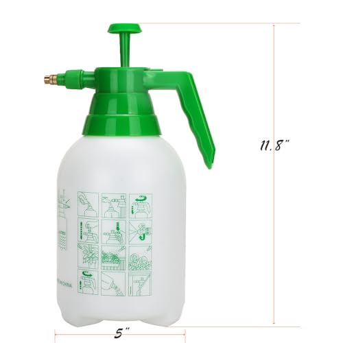 MRPAPA 2 Pack Handheld Pump Sprayer, Garden Pressure Water Spray Bottle with Adjustable Brass Nozzle for Plants (2L-Green-2PCS) - color: 2L-Green-2PCS