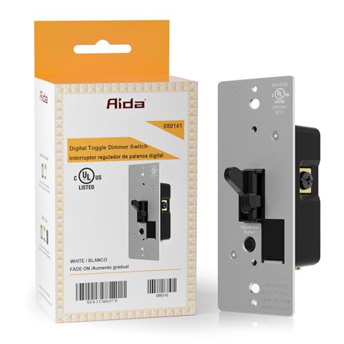 AIDA Toggle Slide Dimmer Switch for Dimmable LED Light/CFL/Incandescent 600 Watt max, Single-Pole or 3-Way, Rocker On/Off Wall Switch with Dimmer Slider, Wall Plate NOT Included, UL, Black, 1 Pack - color: Black, size: Dimmer without Wall Plate