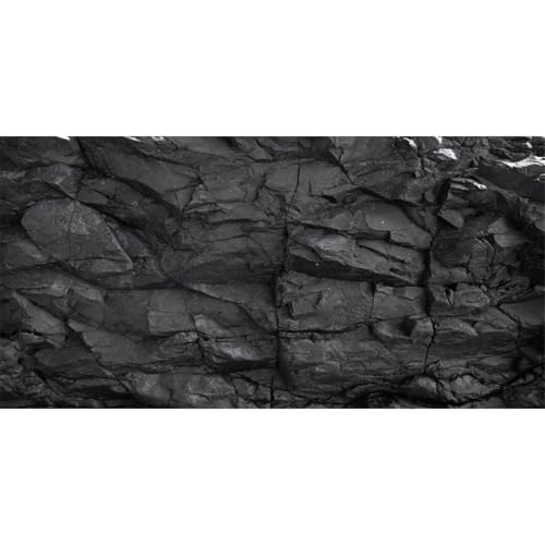 AWERT 24x12 inches Stone Aquarium Background Black Rock Fish Tank Background Rocky Terrarium Background Vinyl - size: 24x12in/60x30cm