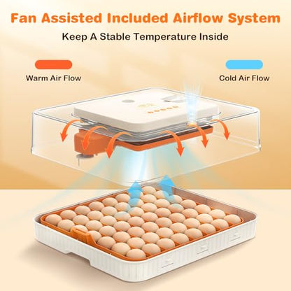 56 Egg Incubator for Hatching Eggs, Egg Incubators with Automatic Egg Turning, Temperature and Humidity Control, Egg Candler, Automatic Water Bottle Refill, Incubator for Chicken, Ducks, Goose