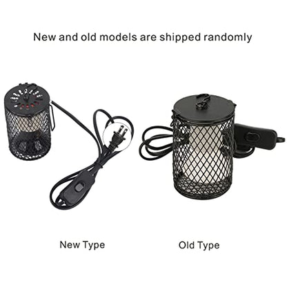 Ceramic Heat Lamp Bulb with Lampshade, 100W Infrared Emitter Heater Lamp Bulbs for Pet Brooder Coop Chicken Lizard Snake Aquarium, with Power Switch&Anti-Biting Hanging Hook
