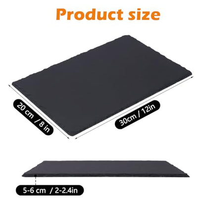 8 Pack 12 x 8 Inch Slate Cheese Boards, Black Rectangle Slate Charcuterie Boards, Natural Charcuterie Stone Plates for Parties, Gifts, and Special Events, Cheese, Sushi, Food. - size: 8 Pack 12 x 8 Inch