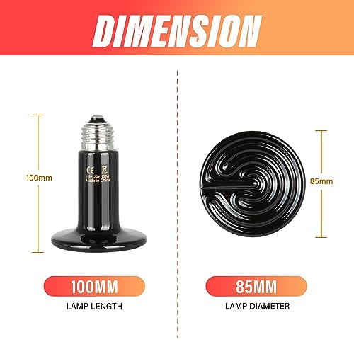 YSSOA 150W Ceramic Heat Emitter, Reptile Heat Bulbs, Ceramic Heat Lamp for Reptiles, Amphibian, Chicken, Dog, Cat, 1 Pack, Black - color: Black, size: 1 Pack, style: 150W