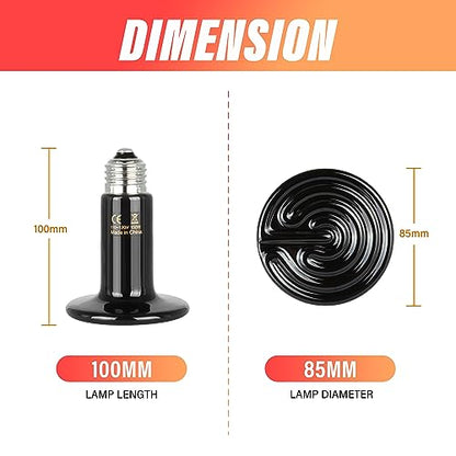 YSSOA 150W Ceramic Heat Emitter, Reptile Heat Bulbs, Ceramic Heat Lamp for Reptiles, Amphibian, Chicken, Dog, Cat, 1 Pack, Black - color: Black, size: 1 Pack, style: 150W